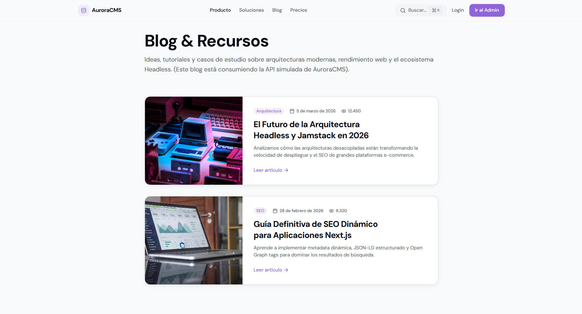 Aurora CMS — Blog & Recursos